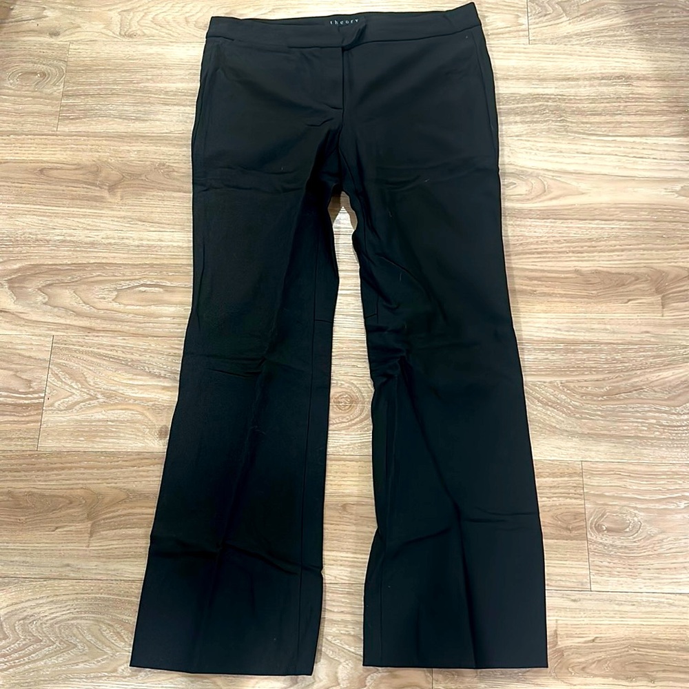 Theory black dress boot cut pants size 4